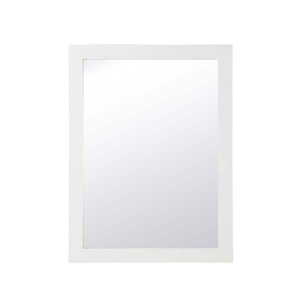 Unbranded Timeless Home 27 in. W x 36 in. H x Contemporary Wood Framed Rectangle White Mirror