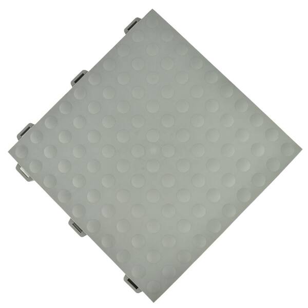 Greatmats PVC Plastic Interlocking Gym Floor Tile 12 in. x 12 in. x 0.56 in. StayLock Bump Top-Gray 26 Pack