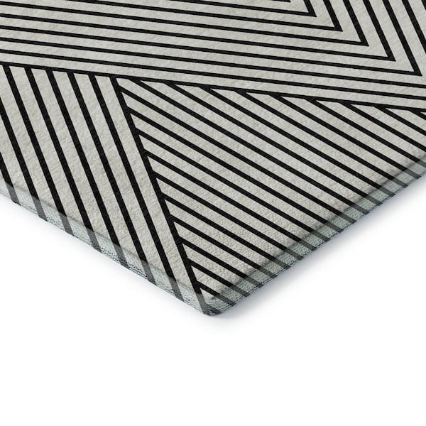 Mayfield Premium Machine Washable Abstract AMF937 White 10 ft. x 14 ft. Area Rug