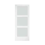 32 in. x 84 in. 3 Frosted Glass Solid Core White Finished Interior Barn Door Slab