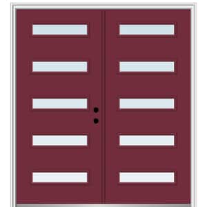 72 in. x 80 in. Davina Left-Hand Inswing 5-Lite Clear Low-E Painted Fiberglass Smooth Prehung Front Door