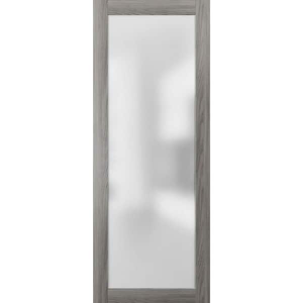 42 in. x 44 in. Solid Wood Frosted glass Ginger Ash Interior Door Slab