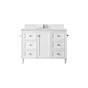 Copper Cove Encore 48 in. W x 23.5 in. D x 36.2 in. H Single Bath Vanity in Bright White with Ethereal Noctis Quartz Top