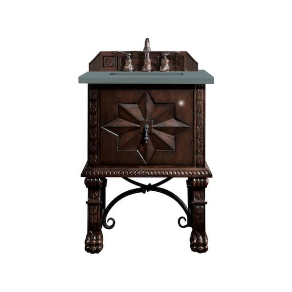 James Martin Vanities Balmoral 26 in. W x 23.5 in. D x 34 in. H Bathroom Vanity in Antique Walnut with Cala Blue Quartz Top