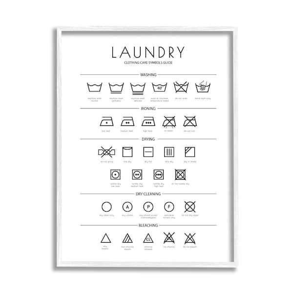 "Laundry Cleaning Symbols Minimal Design" by Martina Pavlova Framed Typography Wall Art Print 16 in. x 20 in.