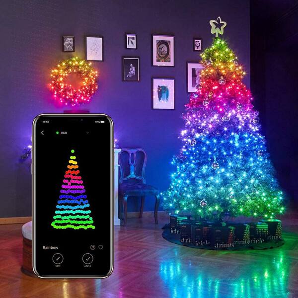 RGB Bluetooth Light Strip Decor Christmas Tree Wifi Wireless Connection  String Light Outdoor Waterproof Fairy Lights for Garden