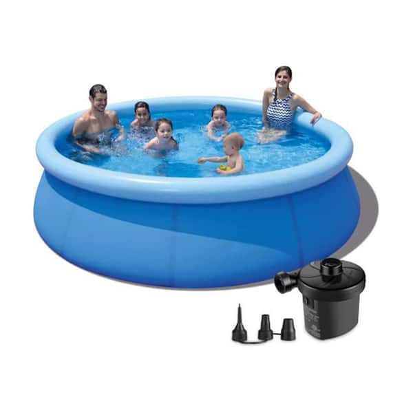 Tunearary W1215HZP53953 12 ft. Round Inflatable Swimming Pool with Pump Repair Patch - 1