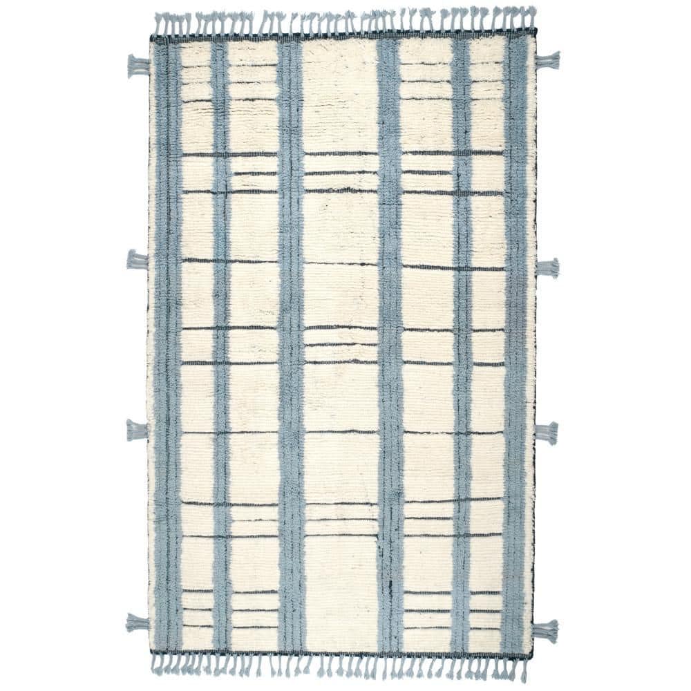 DASH & ALBERT Tory Hand Knotted Wool Pewter Blue 5 ft. x 8 ft. Indoor ...