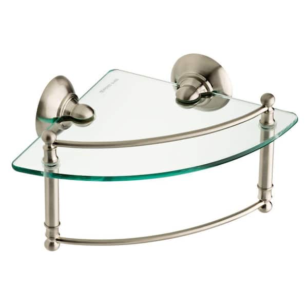 Delta Hospitality Extensions 8 in. Corner Shelf with Hand Towel Bar Bath Hardware Accessory in Brushed Nickel