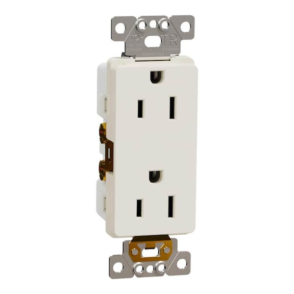 X Series 15Amp 125Volt Tamper Resistant Indoor HeavyDuty Duplex Outlet Back Wire Decorator Receptacle Matte Light Almond
