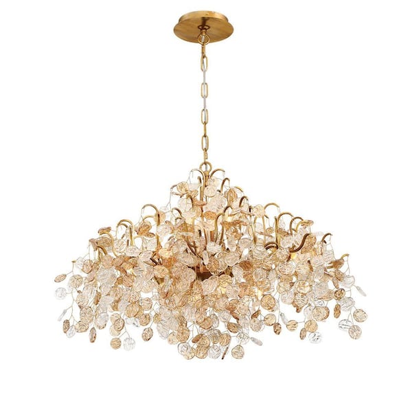 Eurofase Campobasso 8-Light Gold Chandelier with Glass Wafers Shade