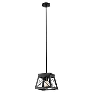 1-light Matte Black Geometric Cage Pendant Chandelier for Kitchen Island with no bulbs included