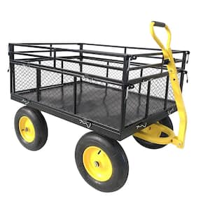 1400 lbs. 25.56 cu. ft. Steel Heavy-Duty Utility Garden Cart with Removable Mesh Sides