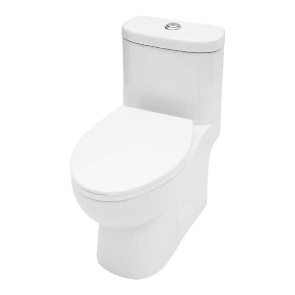 1-Piece Toilet Dual Flush 1.1/1.6 GPF Elongated Toilet in White Solf Close Seat Included