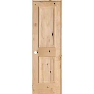 18 in. x 80 in. Rustic Knotty Alder 2 Panel Square Top Solid Wood Right-Hand Single Prehung Interior Door