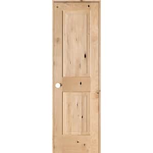 24 in. x 80 in. Rustic Knotty Alder 2 Panel Square Top Solid Wood Right-Hand Single Prehung Interior Door