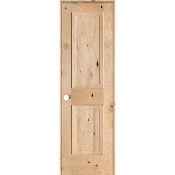24 in. x 80 in. Rustic Knotty Alder 2 Panel Square Top Solid Wood Right-Hand Single Prehung Interior Door