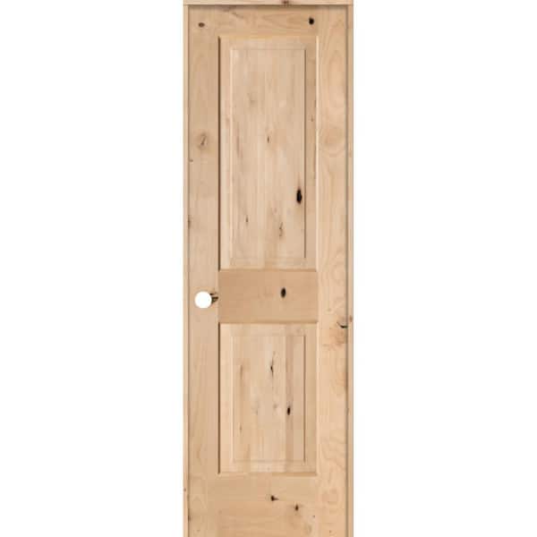 Krosswood Doors 24 in. x 96 in. Rustic Knotty Alder 2 Panel Square Top Solid Wood Right-Hand Single Prehung Interior Door