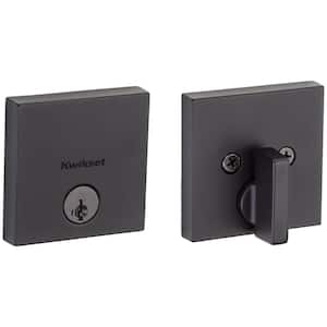 Downtown Low Profile Iron Black Square Single Cylinder Contemporary Deadbolt featuring SmartKey Security