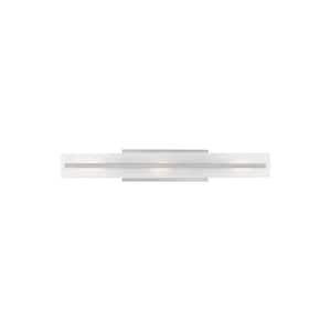 Dex 29.875 in. Large 3-Light Brushed Nickel Vanity Light with Satin Etched Glass Shade