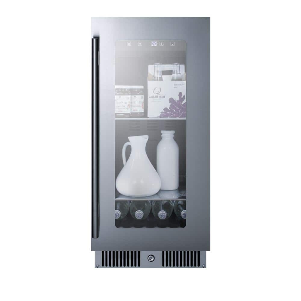 15" Silver Glass Door Built-in Beverage Center