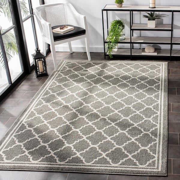 Amherst Dark Gray/Beige 6 ft. x 9 ft. Border Multi-Trellis Area Rug