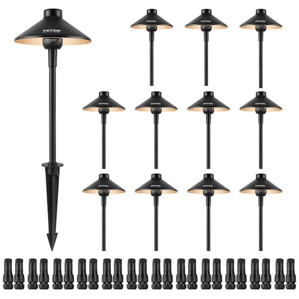 12 Pack Landscape Pathway Lighting Low Voltage Black LED IP66 Waterproof Path Lights 3W 210LM 3000K for Yard Garden