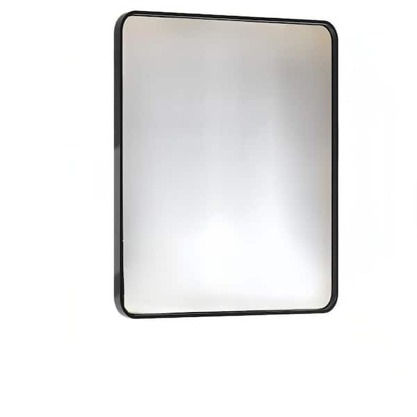 THY-HOM Spartan Black Frame 20 in. W x 30 in. H Modern Tempered Wall Mirror Aluminum Alloy Framed Bathroom Mirror