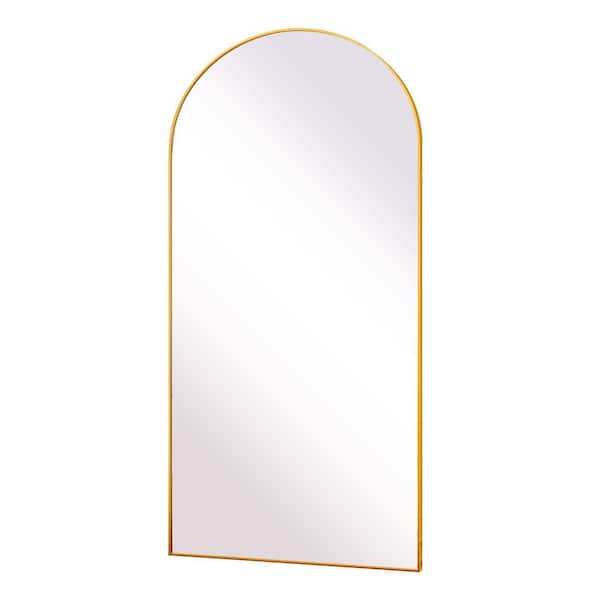 XRAMFY Gold 34 in. W x 76 in. H Metal Frame Arched Dressing Mirror for Bedroom Living Room Floor Full Length Mirror