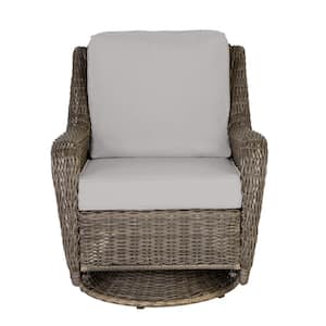 Cambridge Gray Wicker Outdoor Patio Swivel Rocking Chair with CushionGuard Stone Gray Cushions