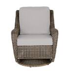 Hampton Bay Cambridge Gray Wicker Outdoor Patio Swivel Rocking Chair ...