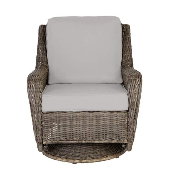 Hampton Bay Cambridge Gray Wicker, Outdoor Swivel Chair