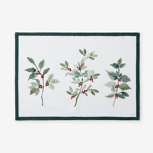 Company Cotton Floral Berry 20 in. W x 14 in. H Green Cotton Placemat Set of 4