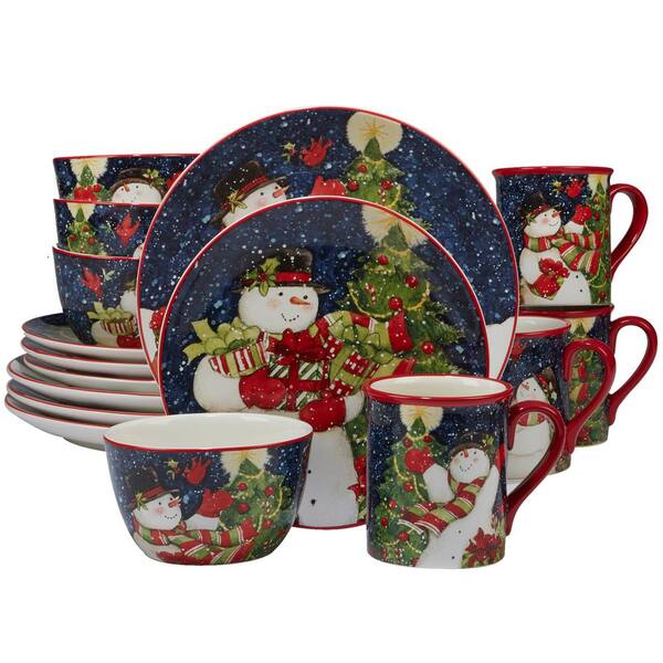 Certified International Starry Night Snowman by Susan Winget 16-Piece Dinnerware Set