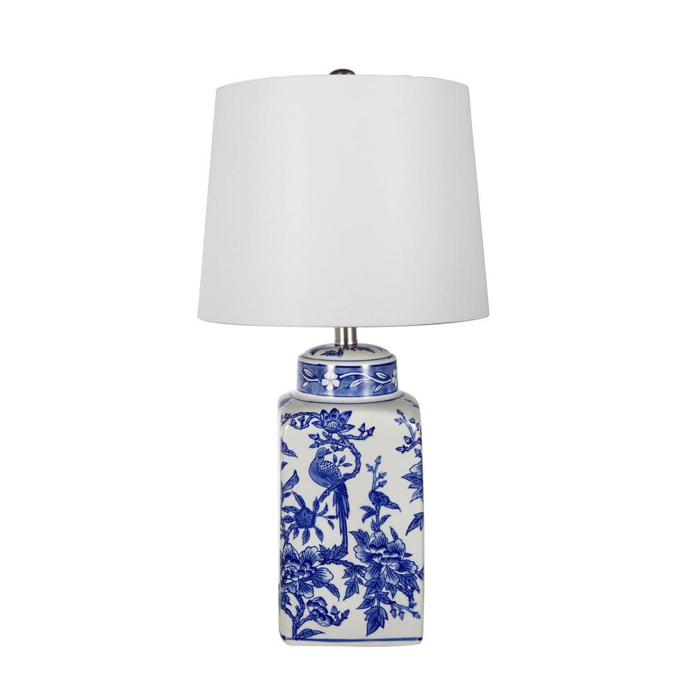25 in. Blue/White Table Lamp with White Linen Shade price history on PriceWatchPro