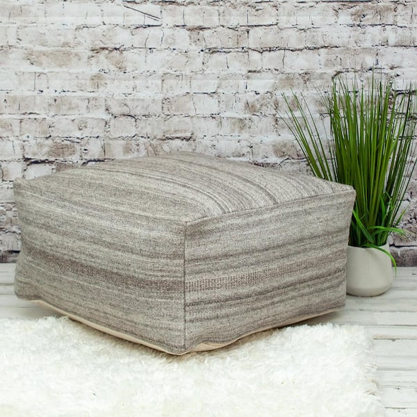 Nadia Brown WOOL RUG Rectangle 24 x 24 x 12 Pouf