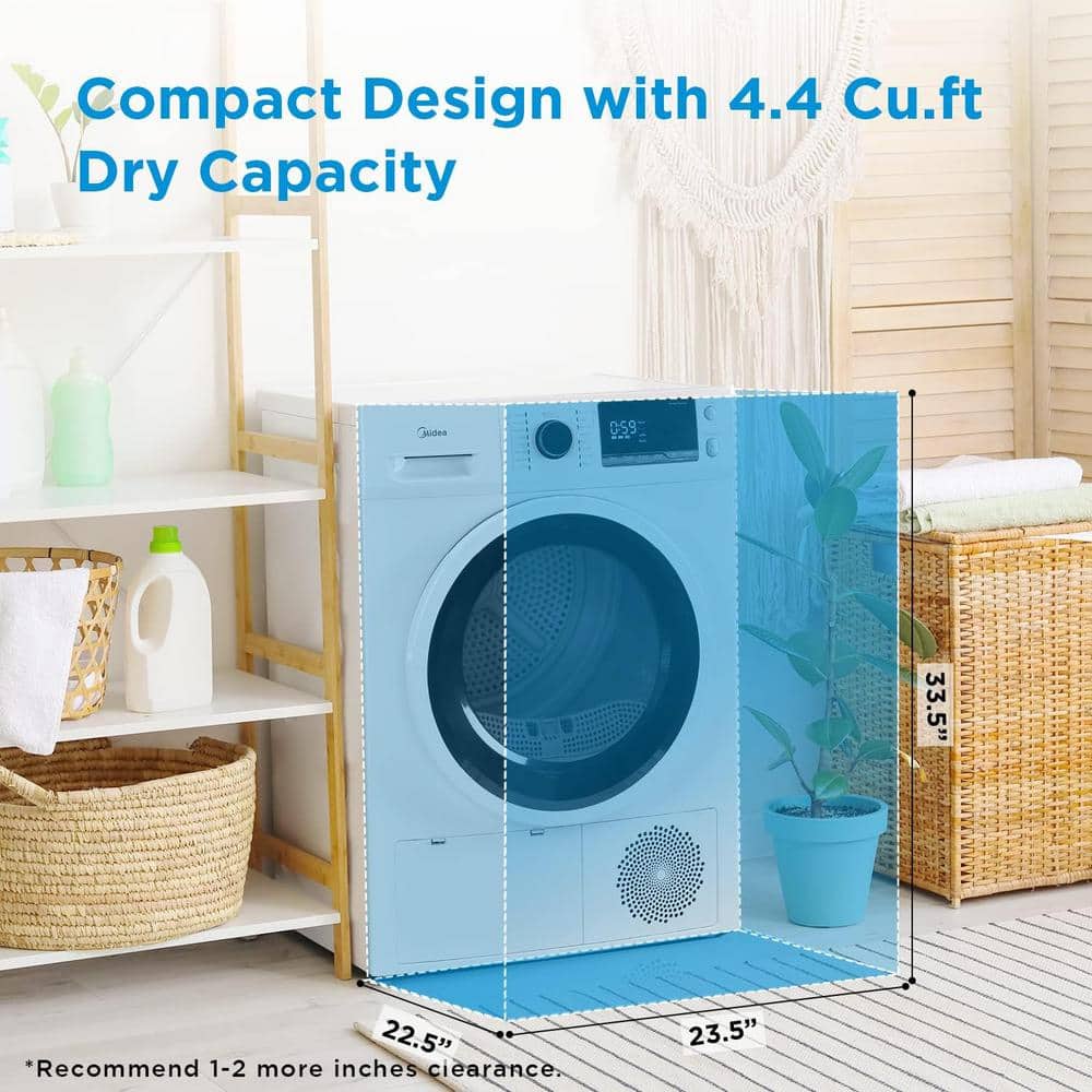 Midea 4.4 Cu. Ft. White Stackable Ventless Electric Dryer with Sensor Dry