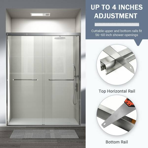 Abruzzo 60 in. W x 72 in. H Sliding Double Framed Bathroom Shower