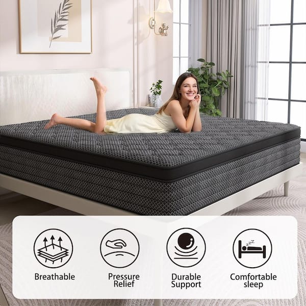 Classic Plaid Twin Medium Memory Foam 14 in. Bed-in-a-Box Mattress