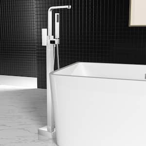 Single Handle Freestanding Tub Faucet Handheld Shower in Chrome