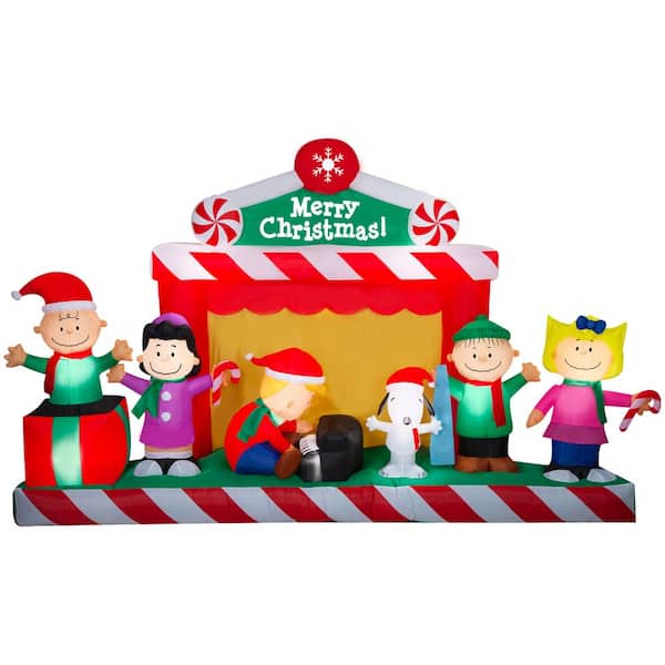 7.2 ft. Tall x 2.8 ft. Wide Airblown Peanuts Gang Christmas Stage Scene Christmas Inflatable