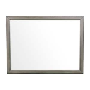 38 in. x 2 in. Modern Square Wooden Framed Gray Decorative Mirror with Molded Details and Dual Texture