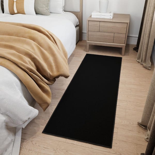 Homeline Non-Slip Rubberback 3 x 6 Indoor Custom Cut Extra Long Runner Rug, 2 ft. 7 in. x 6 ft., Black