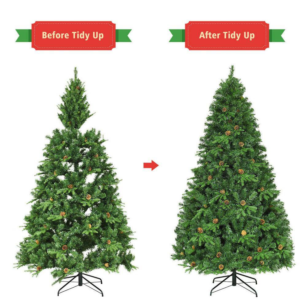 7.5ft Green Pre-lit Artificial Christmas Tree with Pine Cones