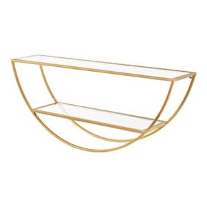 Tancill 6 in. x 26 in. x 11 in. Gold Metal Floating Decorative Wall Shelf Without Brackets