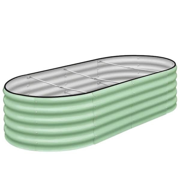 Unbranded 6 x 3 x 1.5ft. Oval Galvanized Steel Outdoor Planter Box, Raised Garden Bed for Planting Outdoor Plants Vegetables,Green