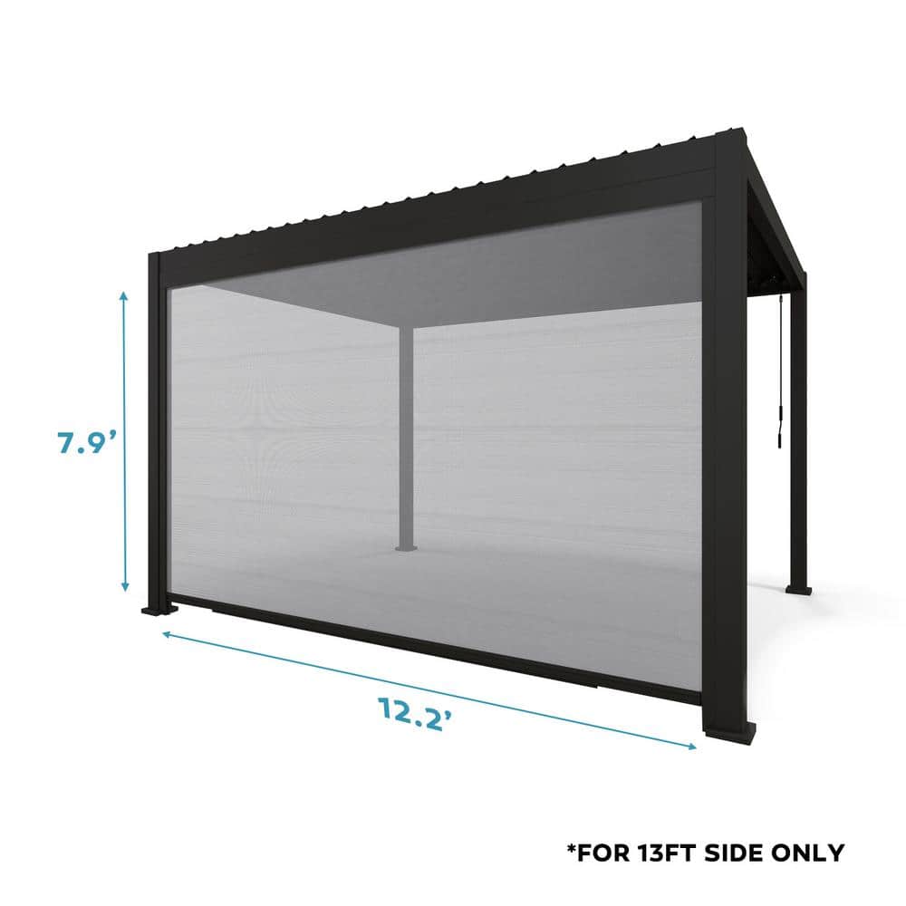 Charcoal Gray 13ft Aluminum Pull Down Privacy Screen for Pergola