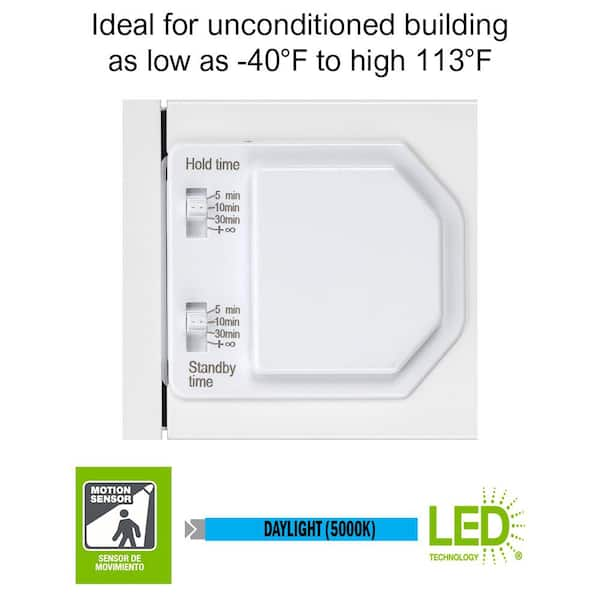 Commercial Electric 2 Ft 400 Watt Equivalent Integrated Led Motion Sensor White High Bay Light 5000k High Output Lumens Wet Rated The Home Depot