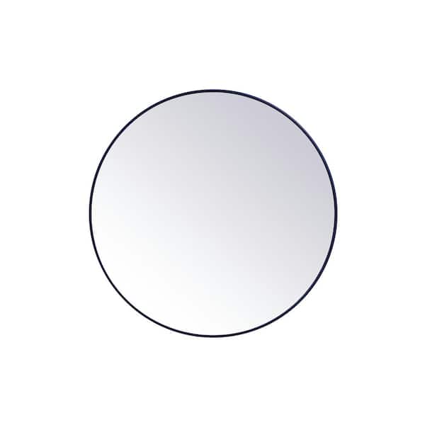 Unbranded Large Round Blue Modern Mirror (45 in. H x 45 in. W)