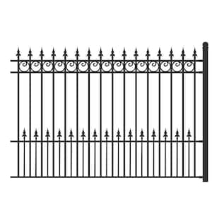 Prague Style 5 ft. x 8 ft. Black Iron Fence Panel